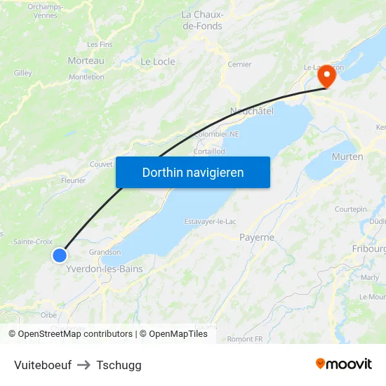Vuiteboeuf to Tschugg map
