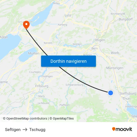 Seftigen to Tschugg map
