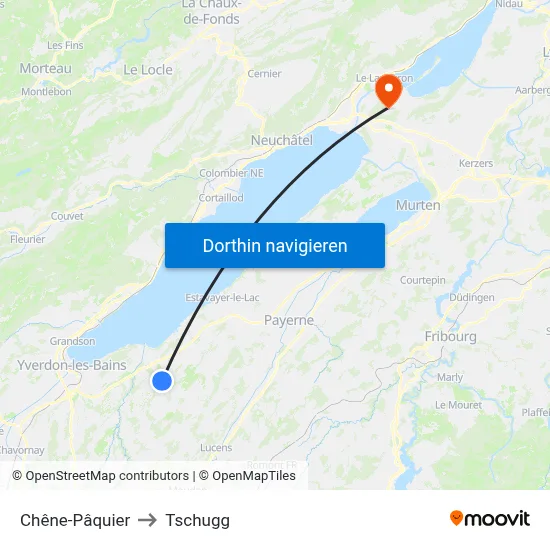 Chêne-Pâquier to Tschugg map