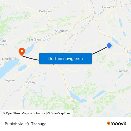 Buttisholz to Tschugg map