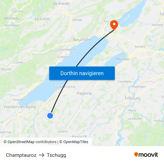 Champtauroz to Tschugg map