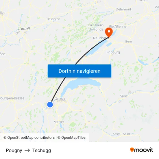 Pougny to Tschugg map