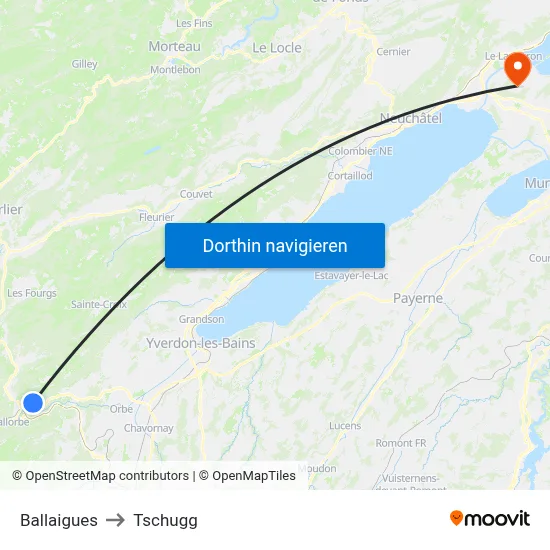 Ballaigues to Tschugg map