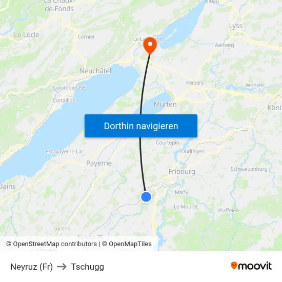 Neyruz (Fr) to Tschugg map