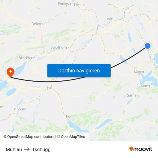 Mühlau to Tschugg map