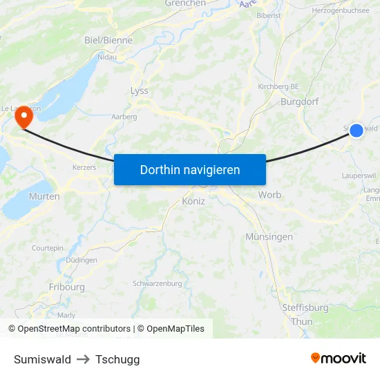 Sumiswald to Tschugg map