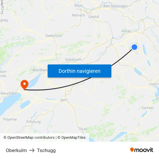 Oberkulm to Tschugg map