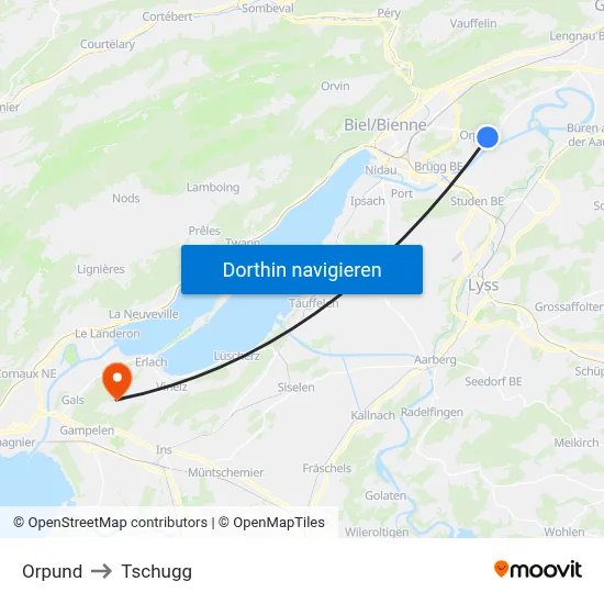 Orpund to Tschugg map