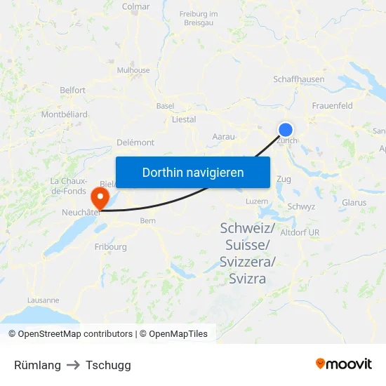 Rümlang to Tschugg map