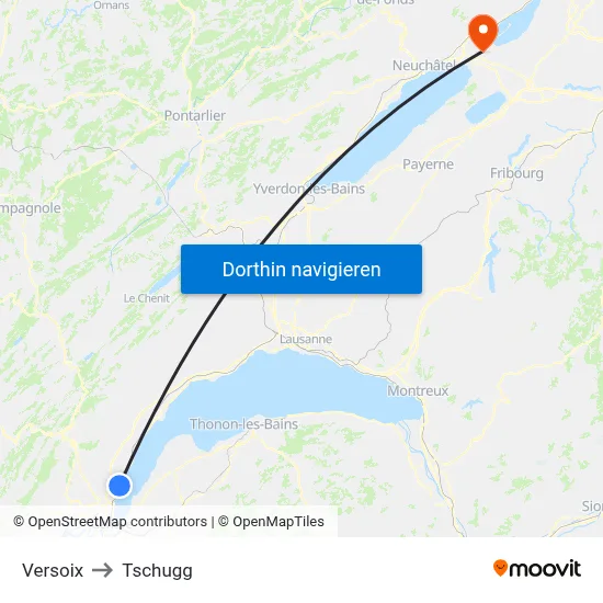 Versoix to Tschugg map