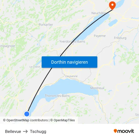 Bellevue to Tschugg map