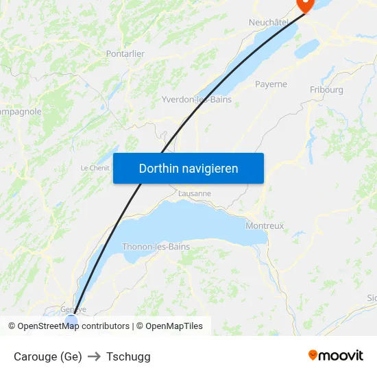 Carouge (Ge) to Tschugg map