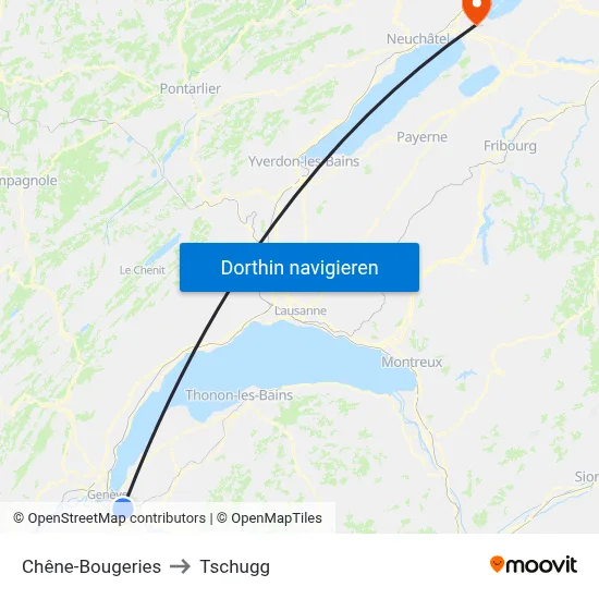 Chêne-Bougeries to Tschugg map