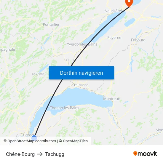 Chêne-Bourg to Tschugg map