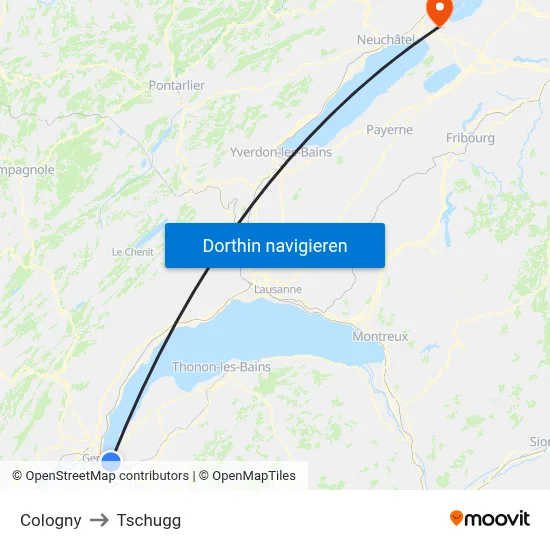 Cologny to Tschugg map