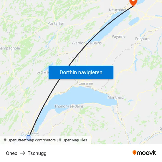Onex to Tschugg map