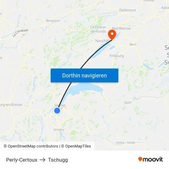 Perly-Certoux to Tschugg map