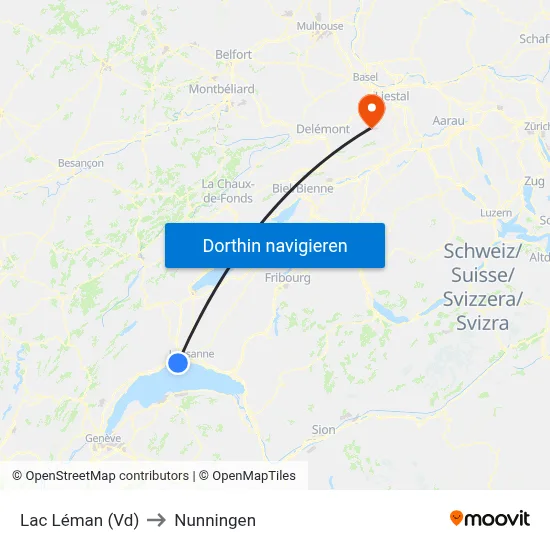 Lac Léman (Vd) to Nunningen map