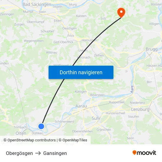 Obergösgen to Gansingen map
