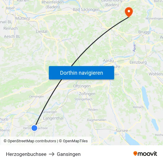 Herzogenbuchsee to Gansingen map