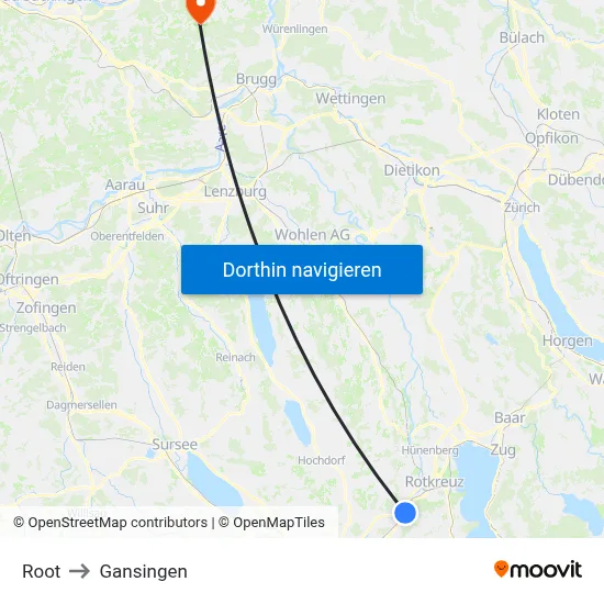 Root to Gansingen map