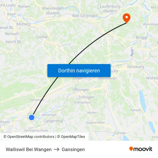 Walliswil Bei Wangen to Gansingen map