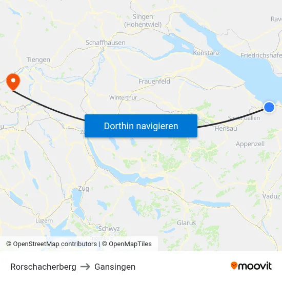 Rorschacherberg to Gansingen map