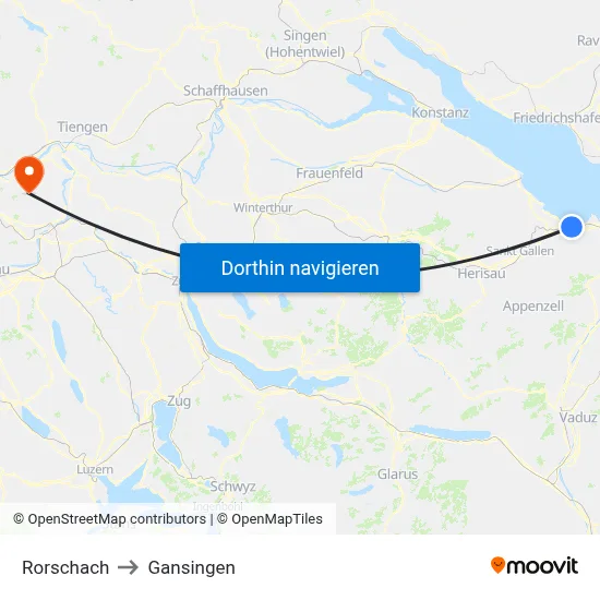 Rorschach to Gansingen map