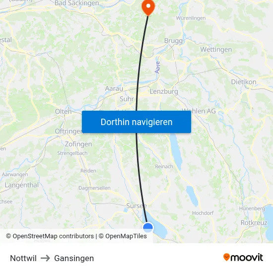 Nottwil to Gansingen map