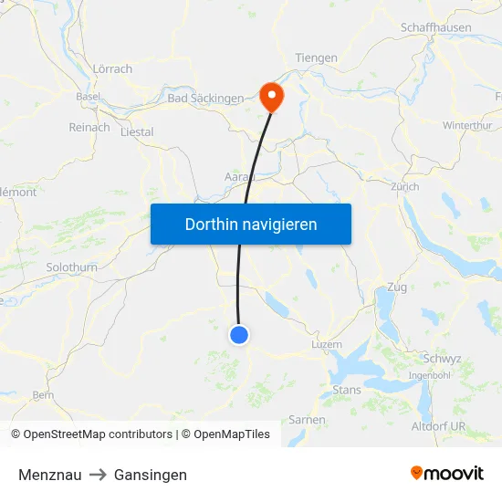 Menznau to Gansingen map