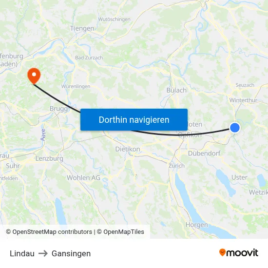 Lindau to Gansingen map
