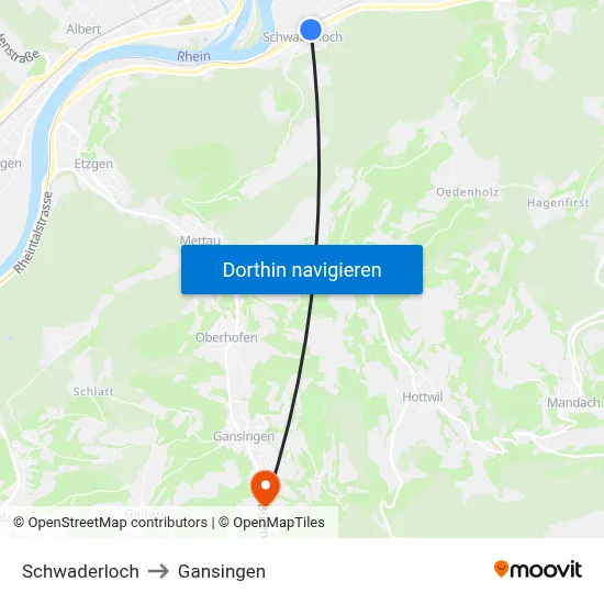 Schwaderloch to Gansingen map