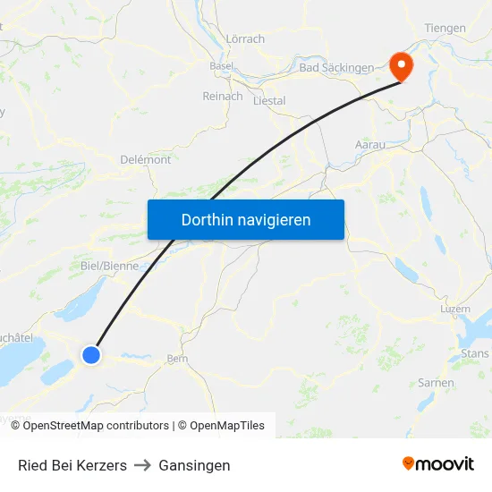 Ried Bei Kerzers to Gansingen map