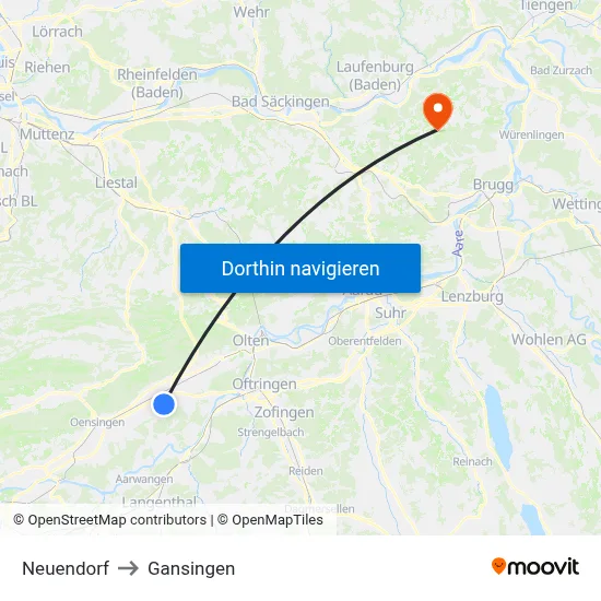 Neuendorf to Gansingen map