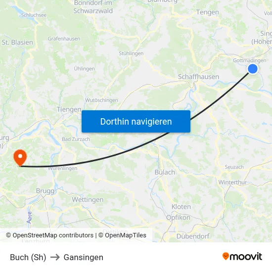 Buch (Sh) to Gansingen map