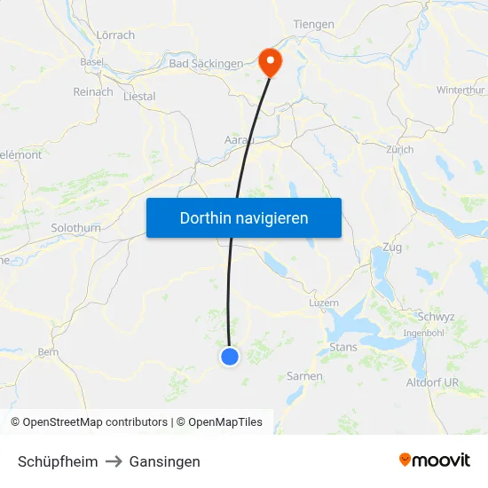 Schüpfheim to Gansingen map