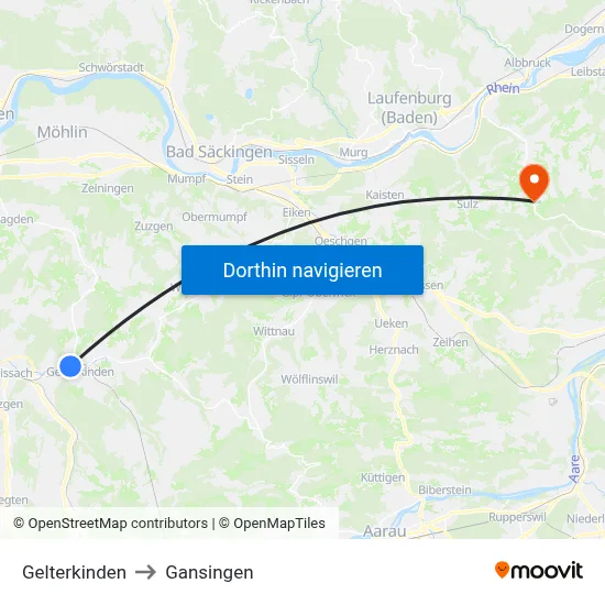 Gelterkinden to Gansingen map