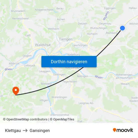 Klettgau to Gansingen map