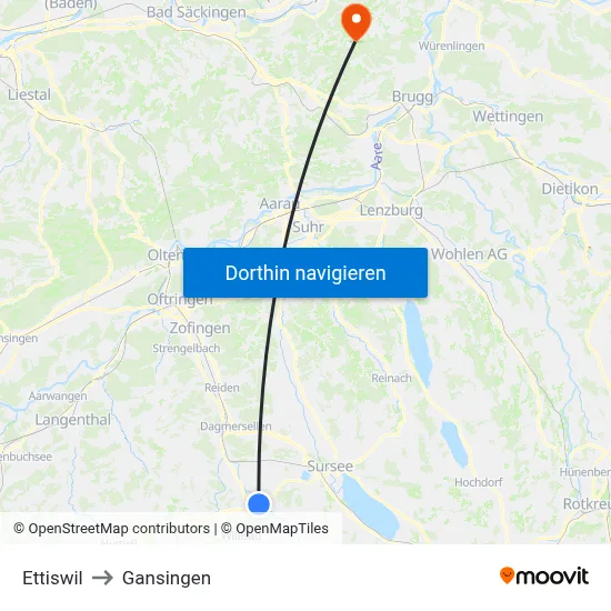 Ettiswil to Gansingen map