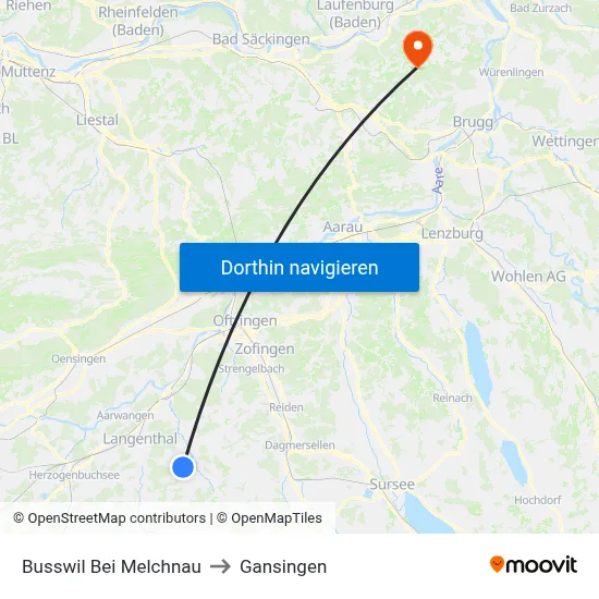 Busswil Bei Melchnau to Gansingen map