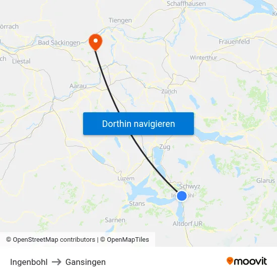 Ingenbohl to Gansingen map