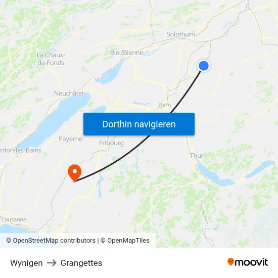 Wynigen to Grangettes map