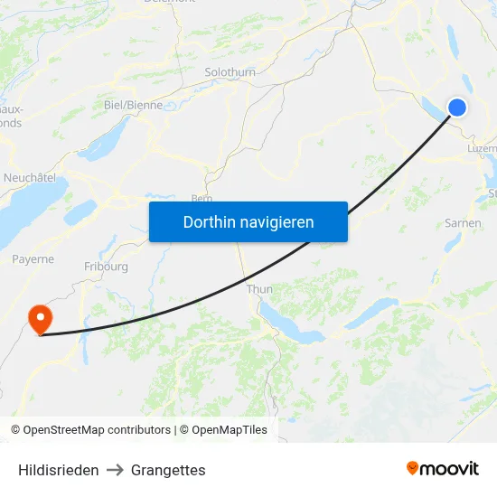 Hildisrieden to Grangettes map