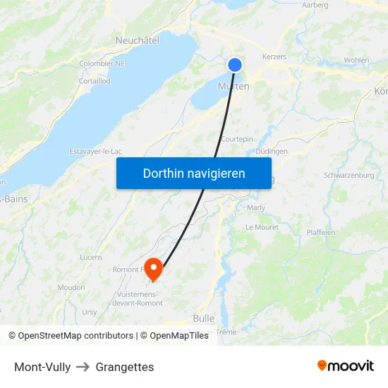 Mont-Vully to Grangettes map