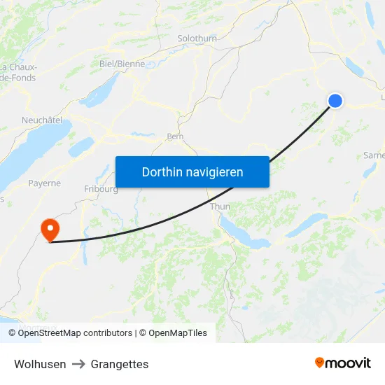 Wolhusen to Grangettes map