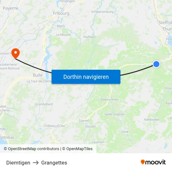 Diemtigen to Grangettes map