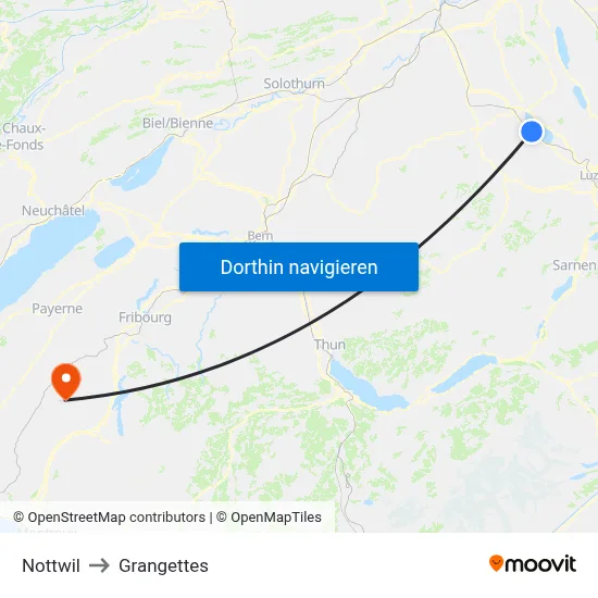 Nottwil to Grangettes map
