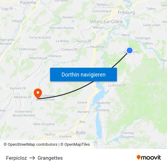 Ferpicloz to Grangettes map