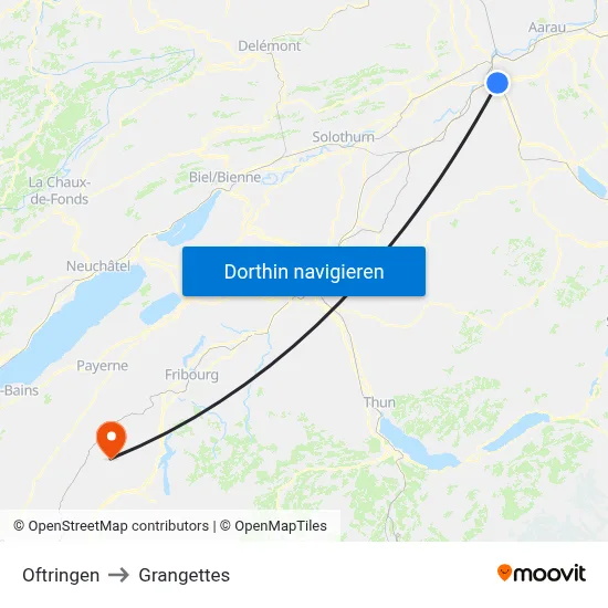 Oftringen to Grangettes map