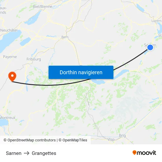 Sarnen to Grangettes map